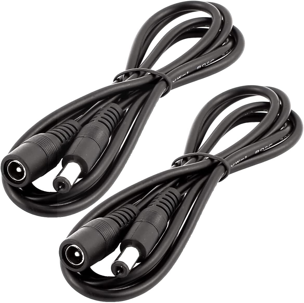 LitaElek 2pcs 1m 3.3ft 12V 5V-24V 5.5mm 2.1mm DC Extension Cable Extension Cord Power Cord x DC Jack Plug Adapter Male