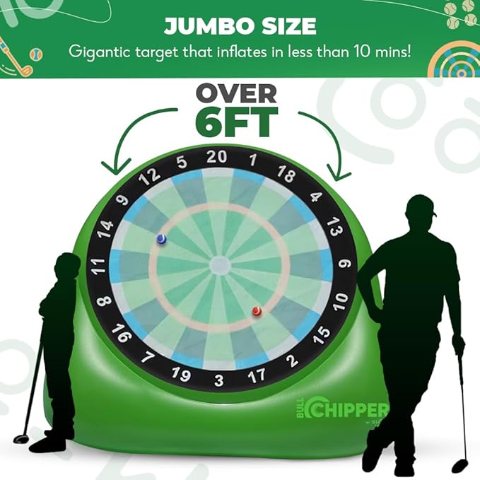 SWOOC Games® – Bull Chipper™ | Giant Golf Darts (Over 6ft Tall) w/ 10+ Golf Games | Backyard Game with Air Pump | Yard Game for Adults | Giant Outdoor Fun for Adults and Family | Outside Activity