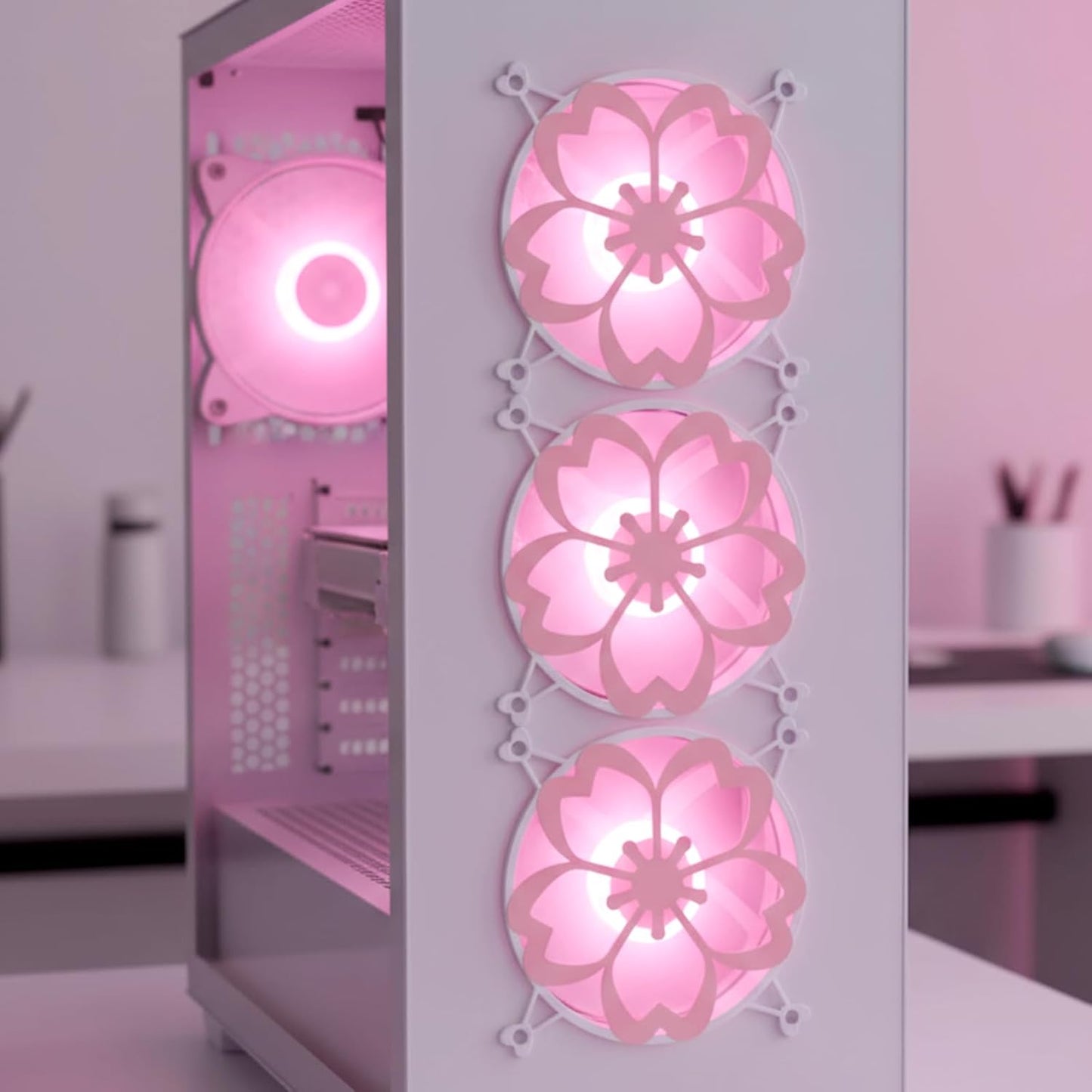 4 120mm Lounsweer Pcs Pink Sakura Guard Fan Grill Metal PC Fan Grill Cover with Screws Cute Computer Accessories