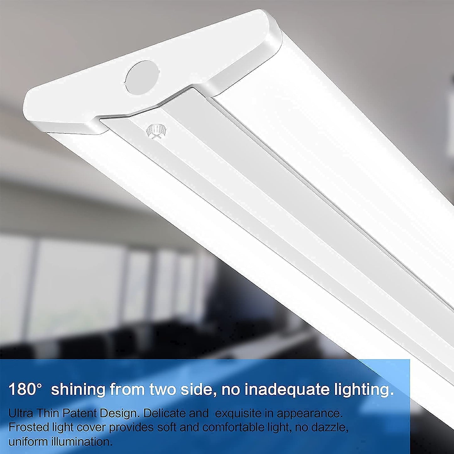 AntLux 110W 8FT LED Shop Lights Ultra Slim LED Wraparound, 12600LM, 5000K, 8 Foot Strip Light, Flush Mount Garage Office Warehouse Ceiling Lighting Fixture, 8 Foot Fluorescent Tube Replacement, 4 Pack
