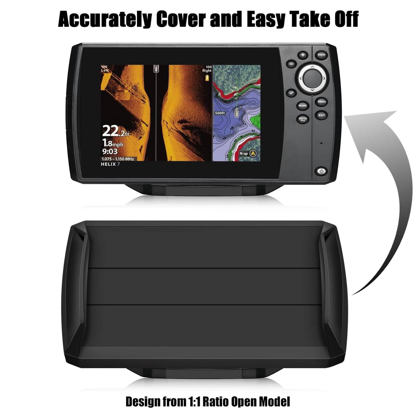 Helix7 Cover- Heavy Duty Fish Finder Sun Cover,Helix 7 Cover Straps Neoprene Screen Protector for 780036-1 UC H7 PR,Fits Most of Helix 7 Series,Professional Protection from Sun/Weather Damage-Black1