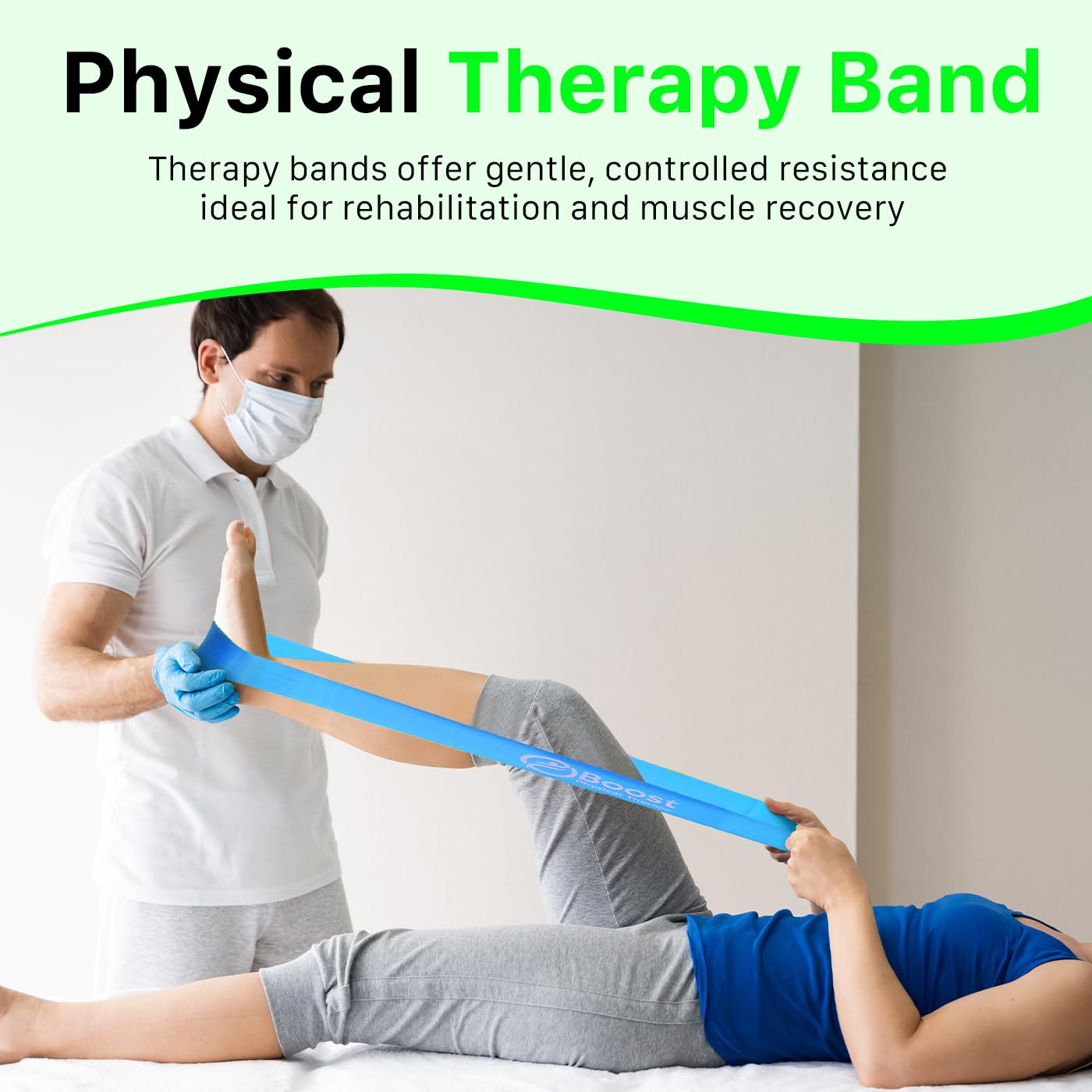 BOOSTFIT Resistance Bands for Working Out, Exercice Bands Set with 5 Different Levels for Physical Therapy, Elastic Bands with Instruction Guide and Carry Bag for Indoor & Outdoor Fitness
