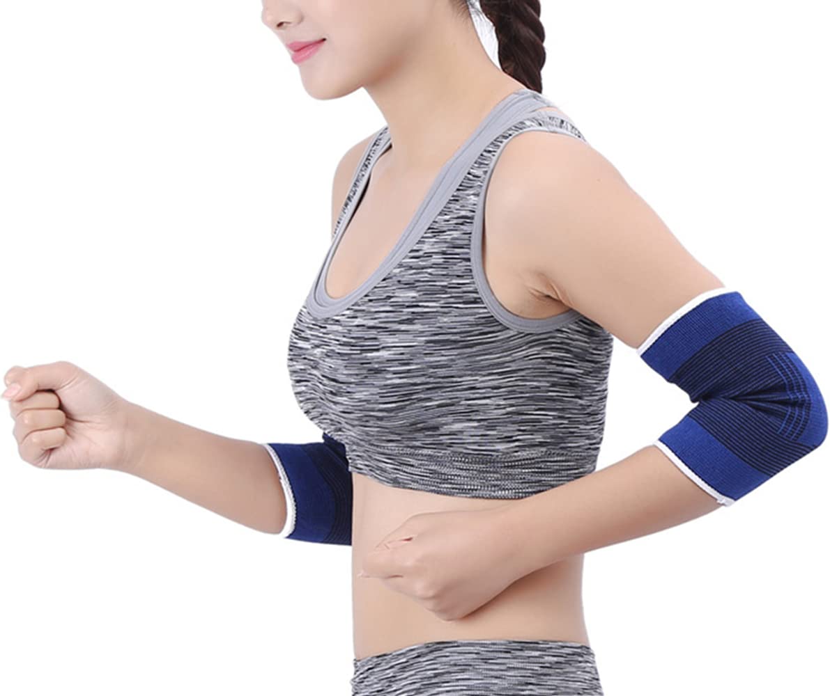 JUSDIQIR Elbow Compression Sleeves, Elbow Brace for Men Women, Tennis Golfer's Elbow Support 1pair, Arm Support Sleeves For Sports Protection And Pain Relief (Blue)