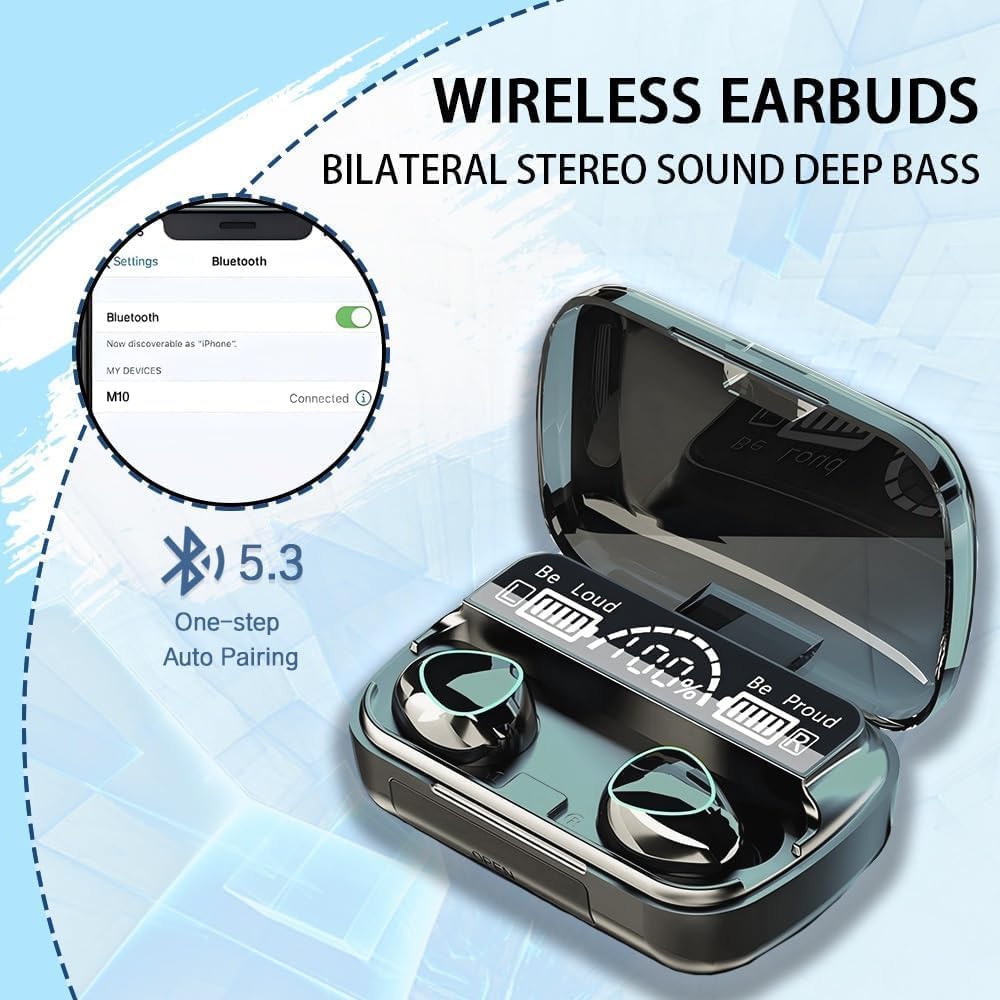 DCBCODGAL 5.3 30H MWRPCRDN Wireless Earbuds, Bluetooth Ear Buds LED Power Display Headphones Playtime Stereo Earbuds
