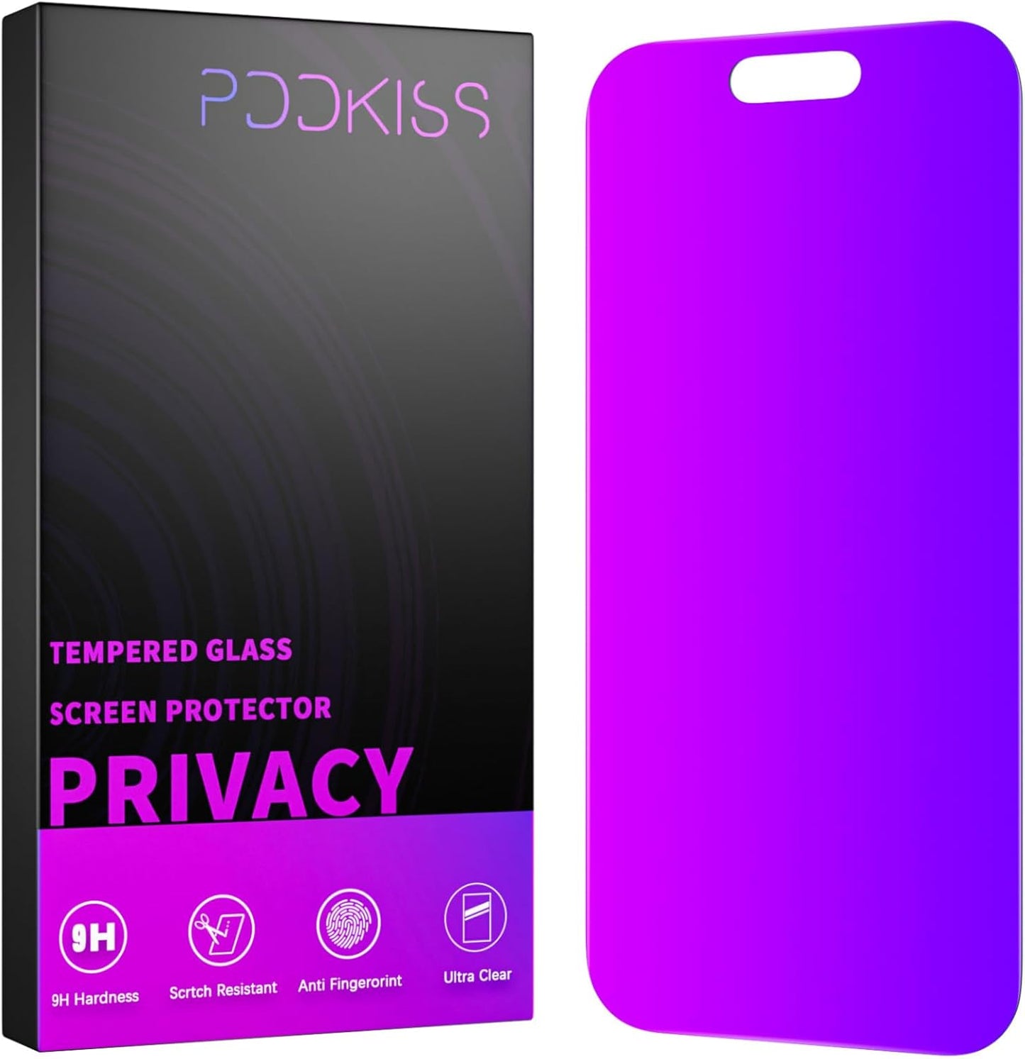 16 6.7 Inch, PDDKISS Compatible for iPhone Plus Privacy Screen Protector Tempered Glass Purple Gradient Anti Spy Anti
