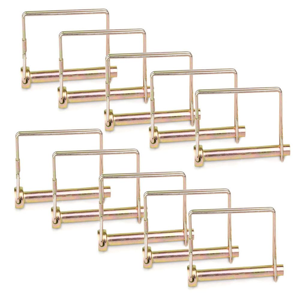 Comonc 10 Pack 1/4 Inch Trailer Hitch Pin Tractor Tow Hitch Hardware Pin Quick Release ,PTO Locking Pin, Utility Drawbar Clip Heavy Duty Hitch Lock Pin for Towing Coupler