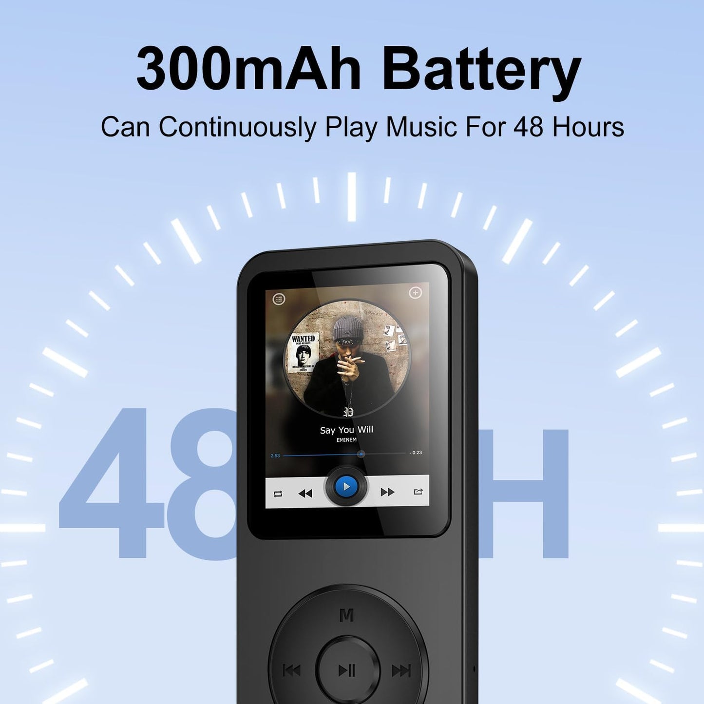 KeenPlus 64GB MP3 5.3, 1.8 inch 128GB(Black) Player with Bluetooth Screen Portable Music Player with Speaker, FM Radio