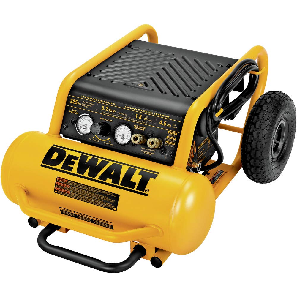 DEWALT Air Compressor, 225-PSI Max, Hand Carry with Wheels, 4-1/2 Gallon (D55146)