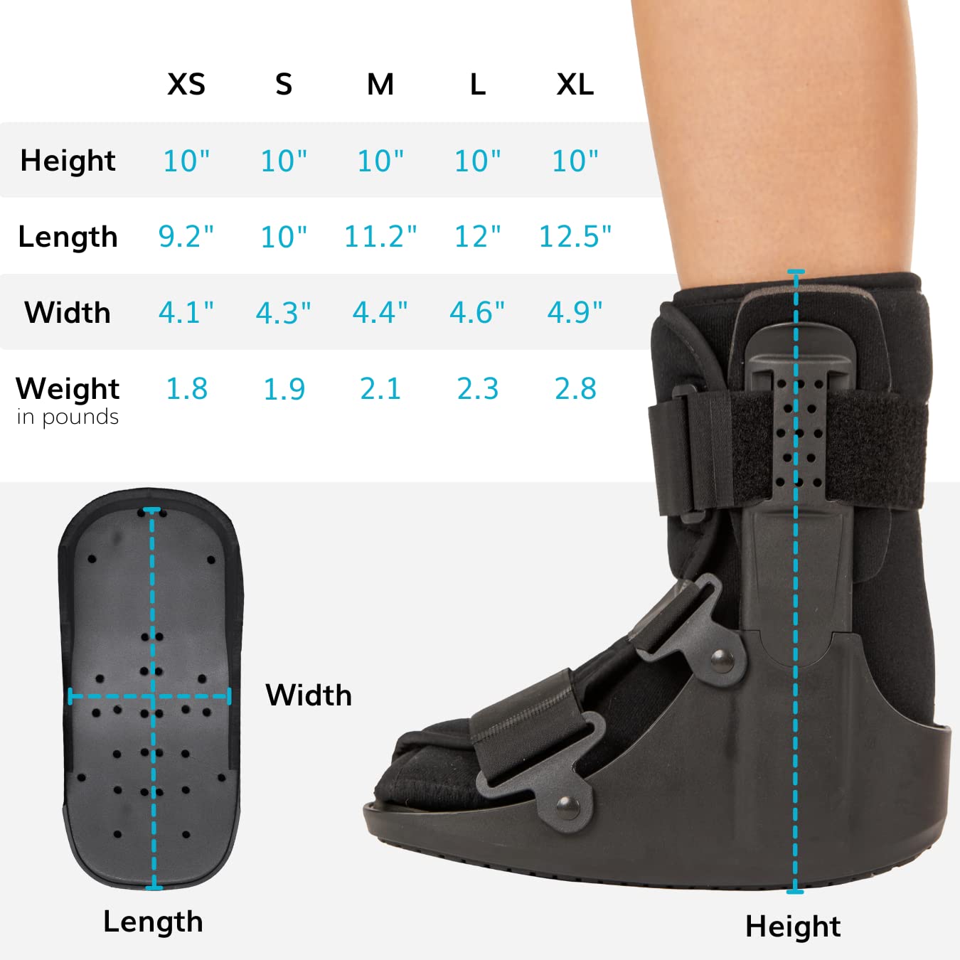 BraceAbility Short Walking Boot - Orthopedic Medical Walker Cast for Broken Toe Injuries, Sprained Ankles, Metatarsal Stress, Post-Op Support Left or Right Foot Fracture Shoe Fits Men and Women (M)