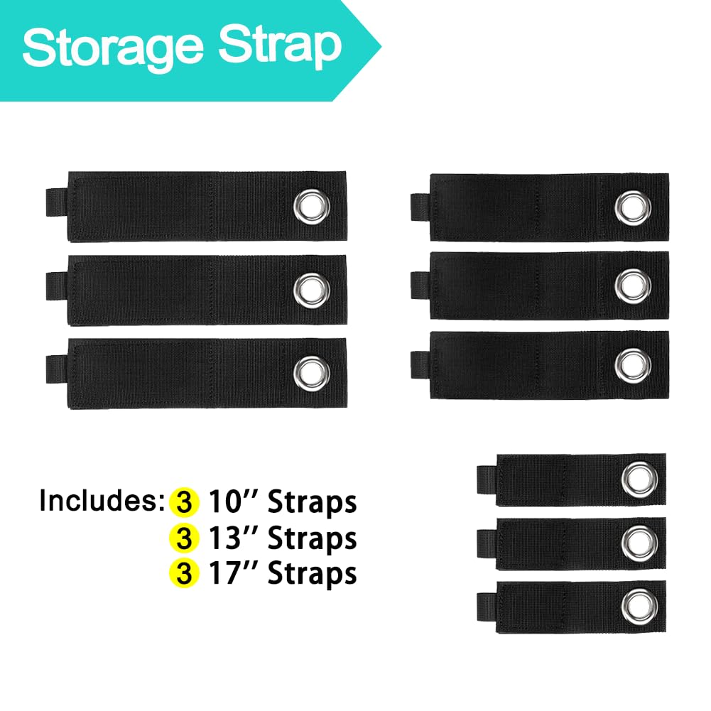 Heavy-Duty Storage Straps - 9 Pack Hook and Loop Hanging Extension Tool Cord Straps Organizer for Cable Management, Rope, Hoses, RV and Garage Organization - includ 10-inch/13-inch /17-inch