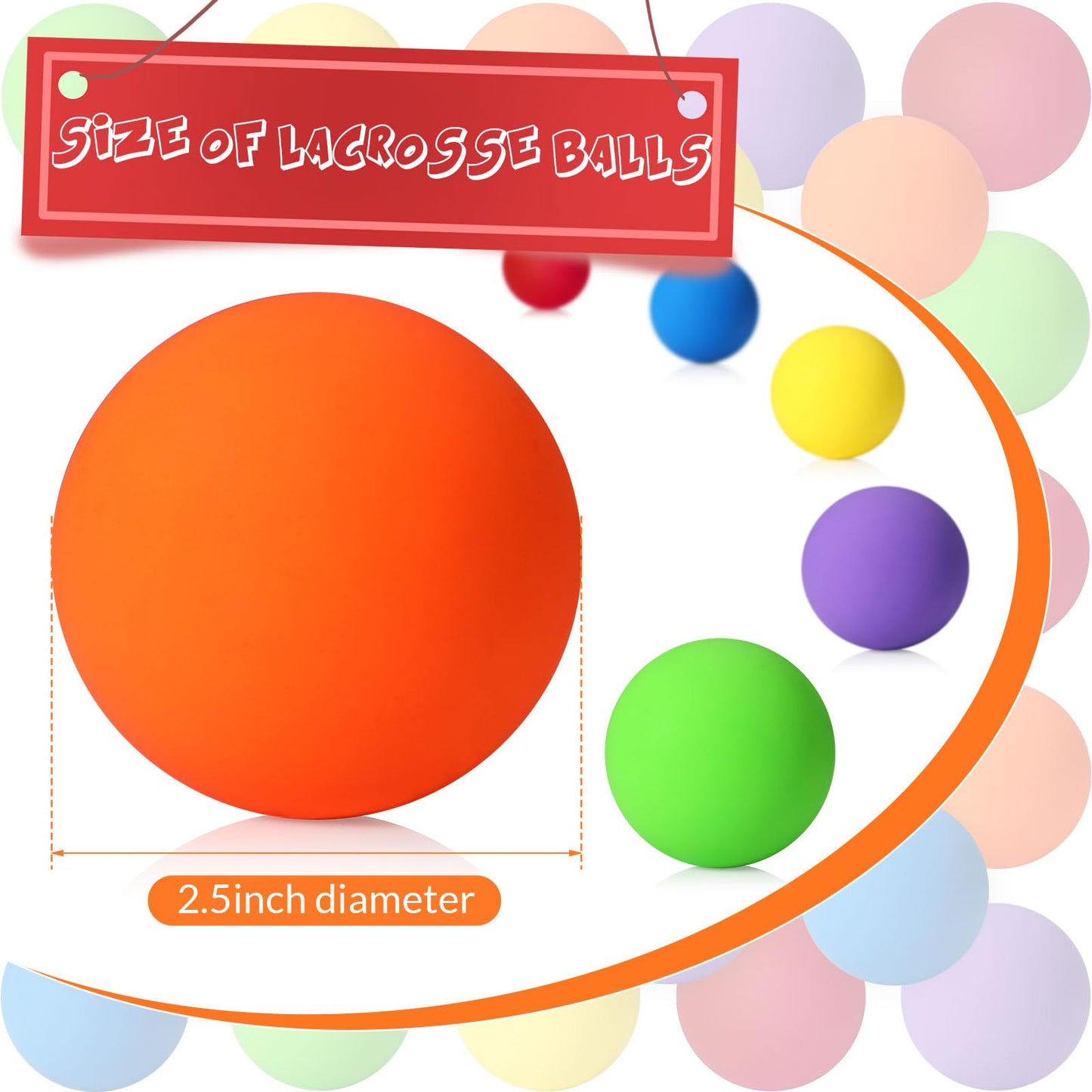Sosation 36 Pcs Lacrosse Balls Bulk 2.5 Inch Soft Rubber Massage Balls Lacrosse Balls for Practice Training Stress Relief Balls Myofascial Release Tools Muscle Knot Remover Balls