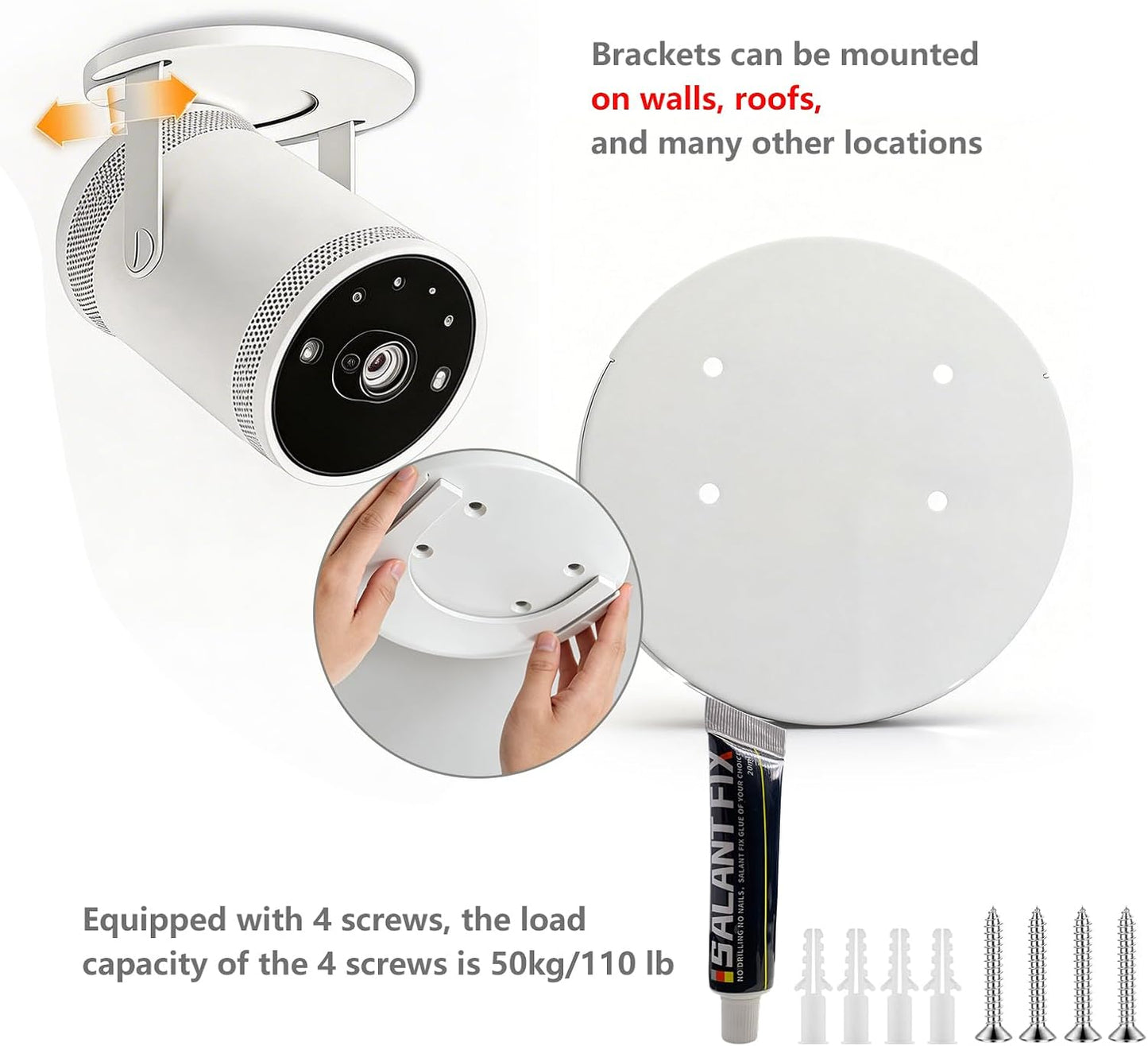ZUIUINAO 2nd 2nd (1 Set)) Drill Free Projector Wall Mount & Ceiling Mount for Samsung Freestyle Gen, Freestyle Gen