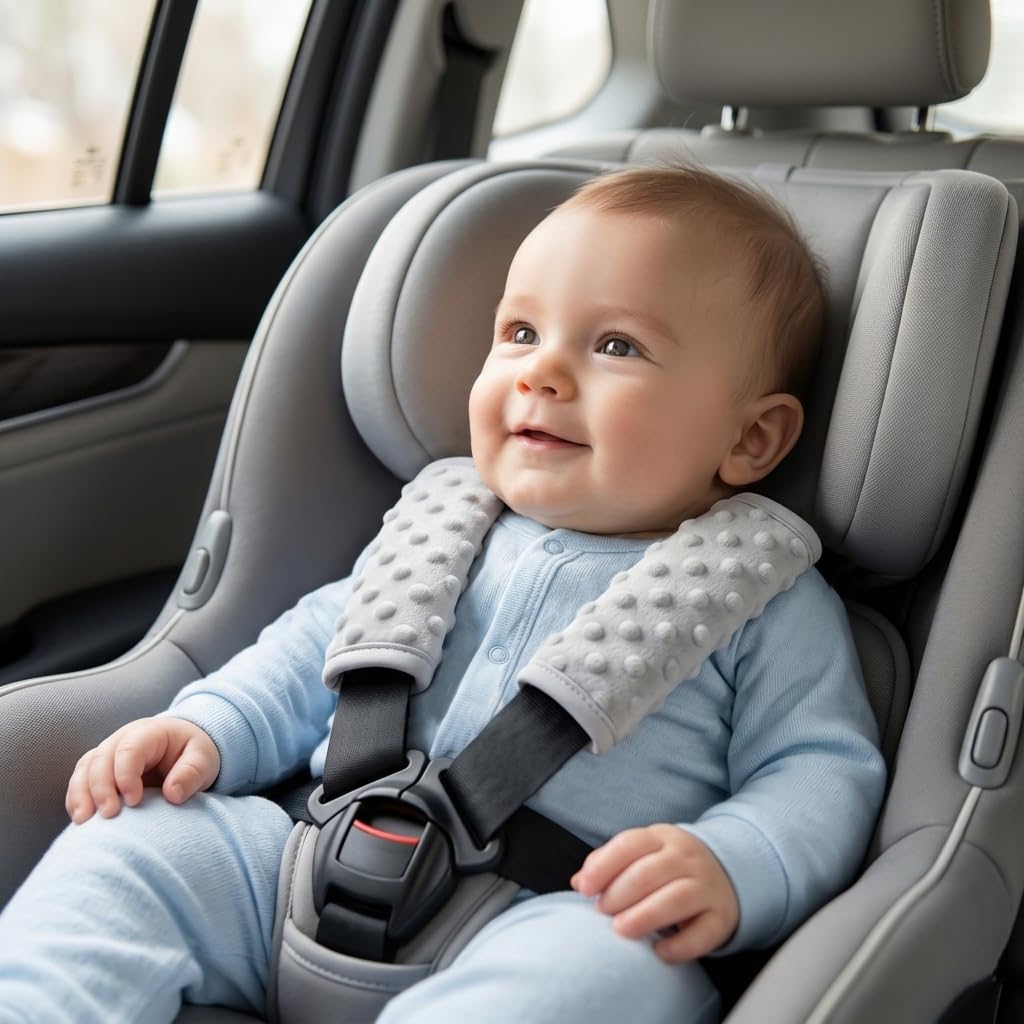 Pro Goleem Car Seat Strap Covers - Soft Shoulder Pads for Babies | Universal Fit, Gray