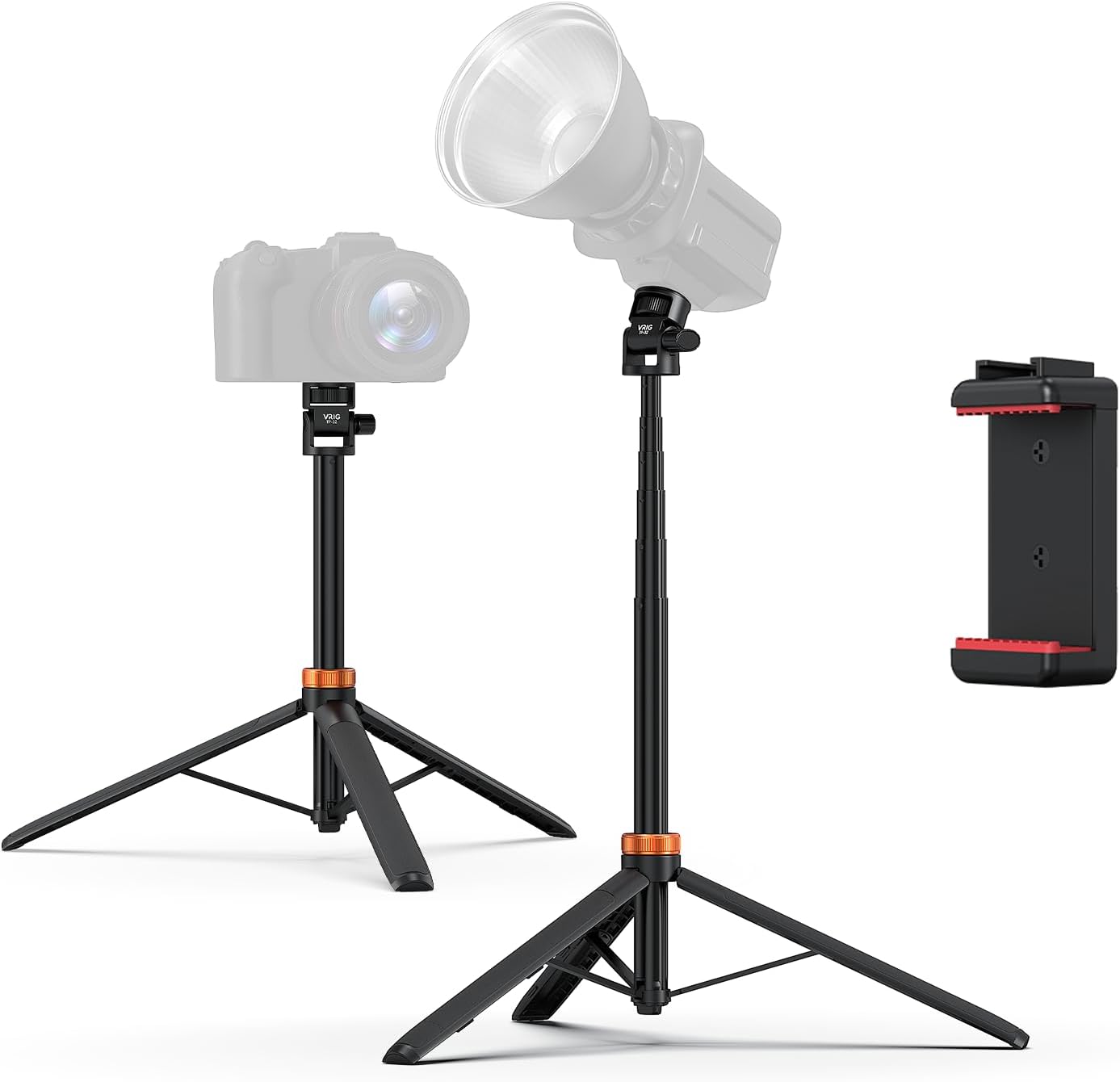 63" 180 1/4" TP-32 VRIG Extendable Photography Light Stand, Tripod Head Portable Tripod with Thread Phone Mount