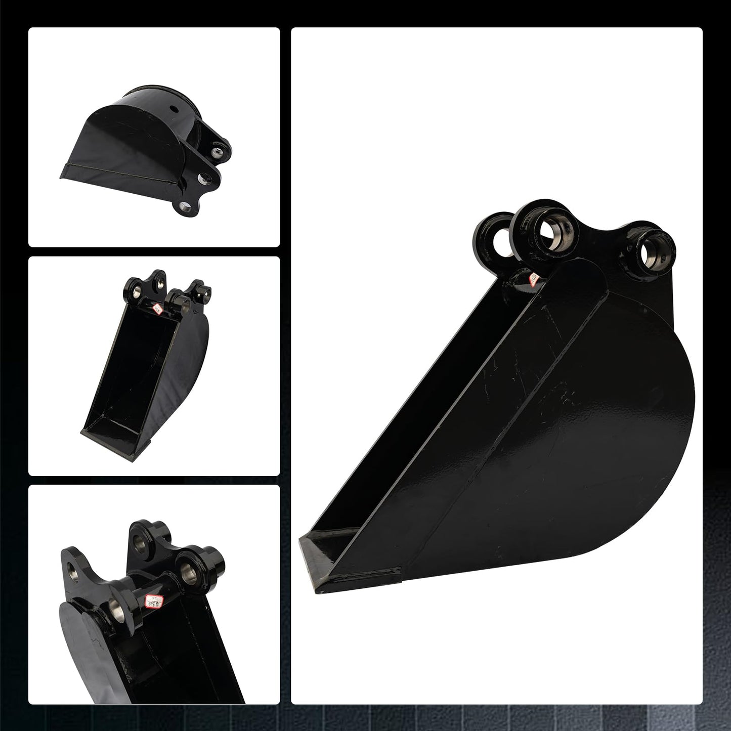 No Teeth Mini Excavator Bucket, Flat Tooth Backhoe Attachment, Small Digger Buckets, for Excavators, Span: 90MM/3.54in, Hole Diameter: 25MM/0.98in, Center Wheelbase: 90MM/3.54in (20cm/7.87in)