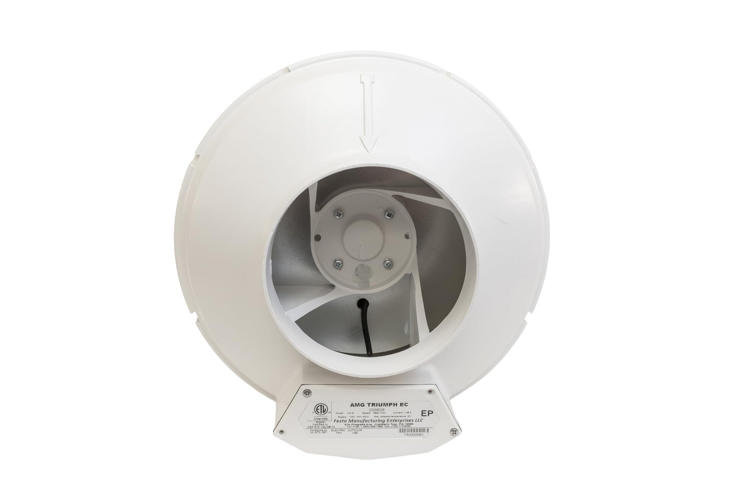 Festa AMG Triumph EC Radon Fan - Quiet and Energy Efficient Radon Mitigation Inline Fans - Electronically Commutated Motor- High Performance Inline 6" Duct Fan
