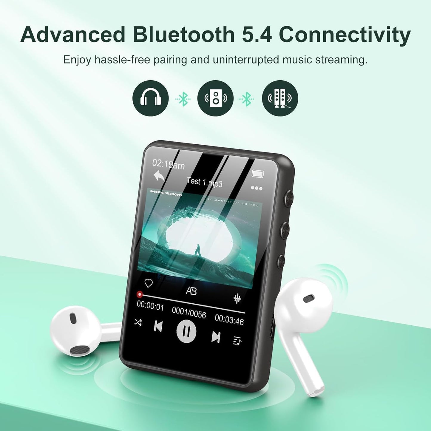 ZAQE 128GB MP3 MP3 5.4, Player - Portable Player with Bluetooth Portable Music Player with FM Radio, Voice Recorder