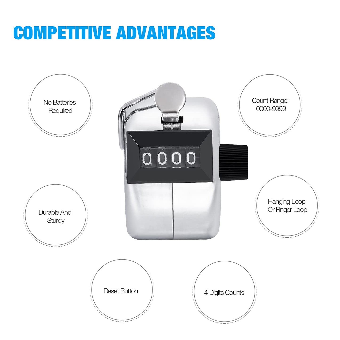 SLTG2020 2PCS Set Portable 4 Digit Handheld Number Click Golf Counter Tally Recorder
