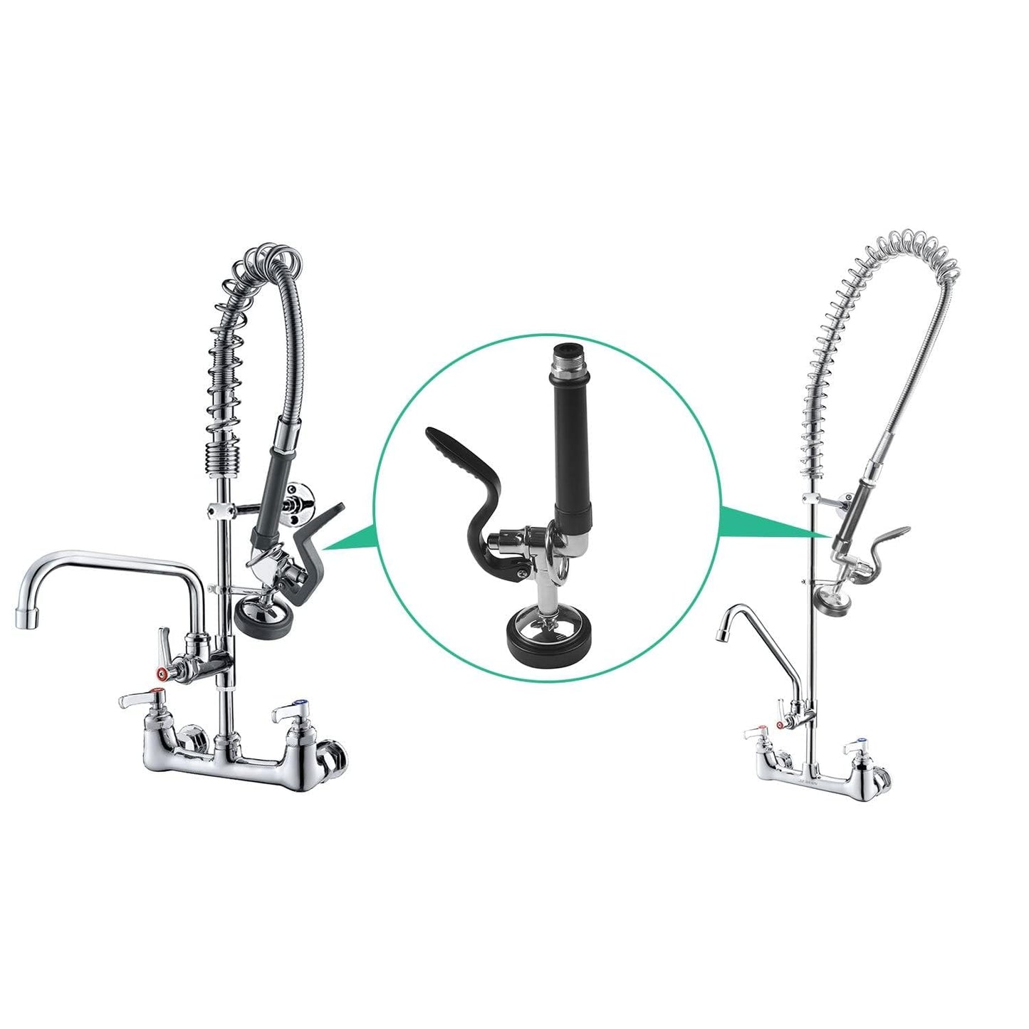 BESTJEEF Pre Rinse Sprayer Commercial Sink Faucet Spray Valve Chrome Finished (Black), (IM-US-KH12)