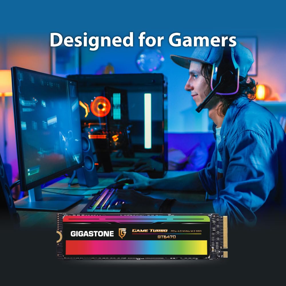 Gigastone Game Turbo PCIe Gen4x4 SSD 4TB, Speed Up to 7,300MB/s with SLC Caching Gaming/PC/Desktop/Laptop 5-Year Warranty M.2 NVMe PCIe 4.0 2280 Internal Solid State Drive