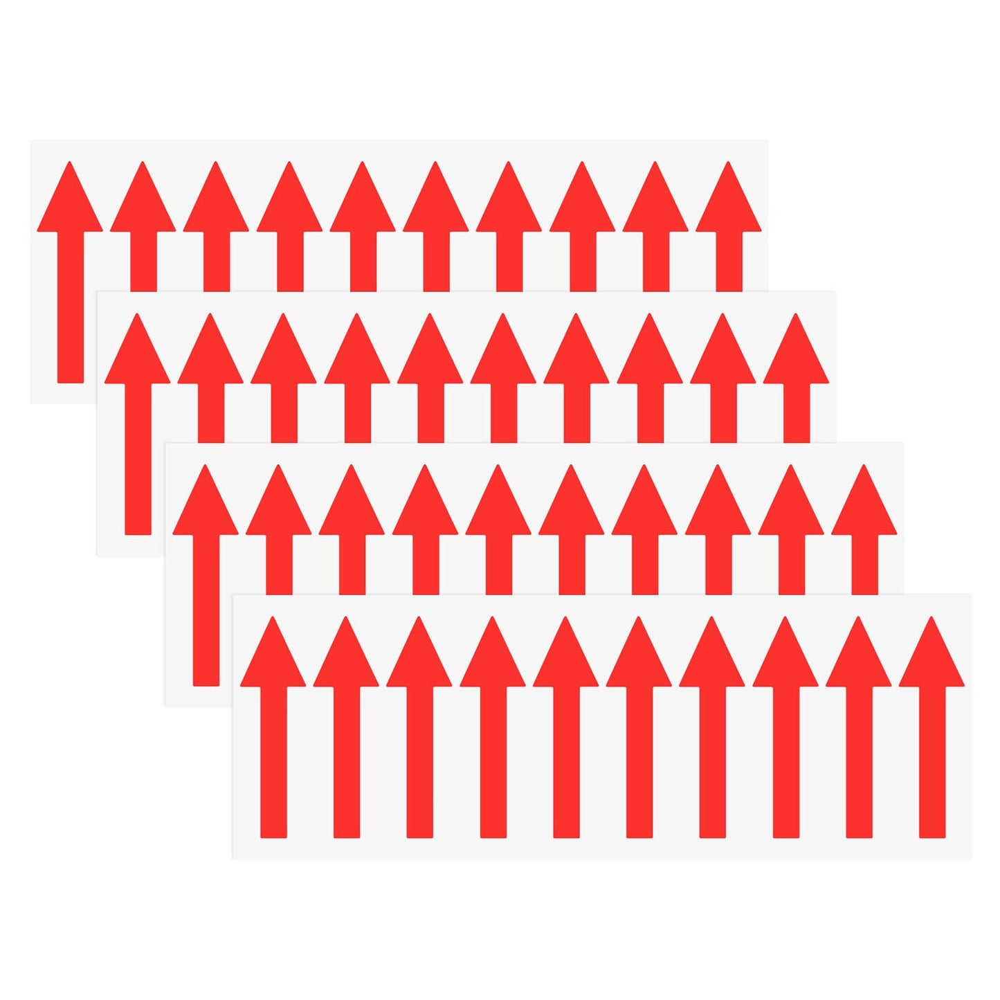 M METERXITY 4-Pack Arrow Sticker, 2 x 1 Inch/ 50 x 15 mm PVC Waterproof Self-Adhesive Directional Arrows Removable Directional Floor Decal Stickers for Wall Marking/Road Sign [Red]