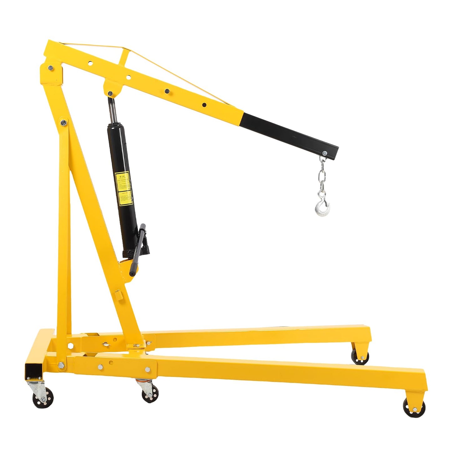 PrecisionAuto 2 Ton / 4400 Lb Heavy Duty Folding Hydraulic Engine Hoist Crane, Cherry Picker with 6 Locking Wheels, for Truck/SUV Engines, Garage Workshop, Industrial Lifting, Yellow