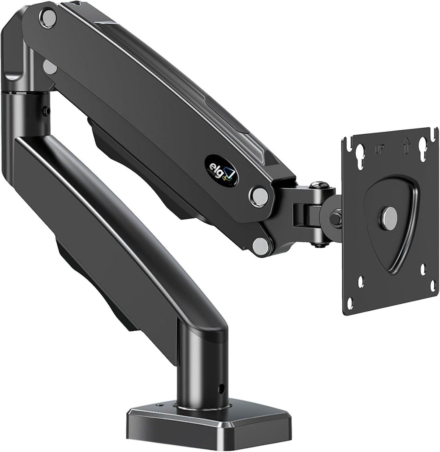 ELG 17-35" 4.4-19.8 lbs, Grommet, 75x75mm 100x100mm, Full Motion Gas Spring Single Monitor Desk Mount with Swivel, Tilt