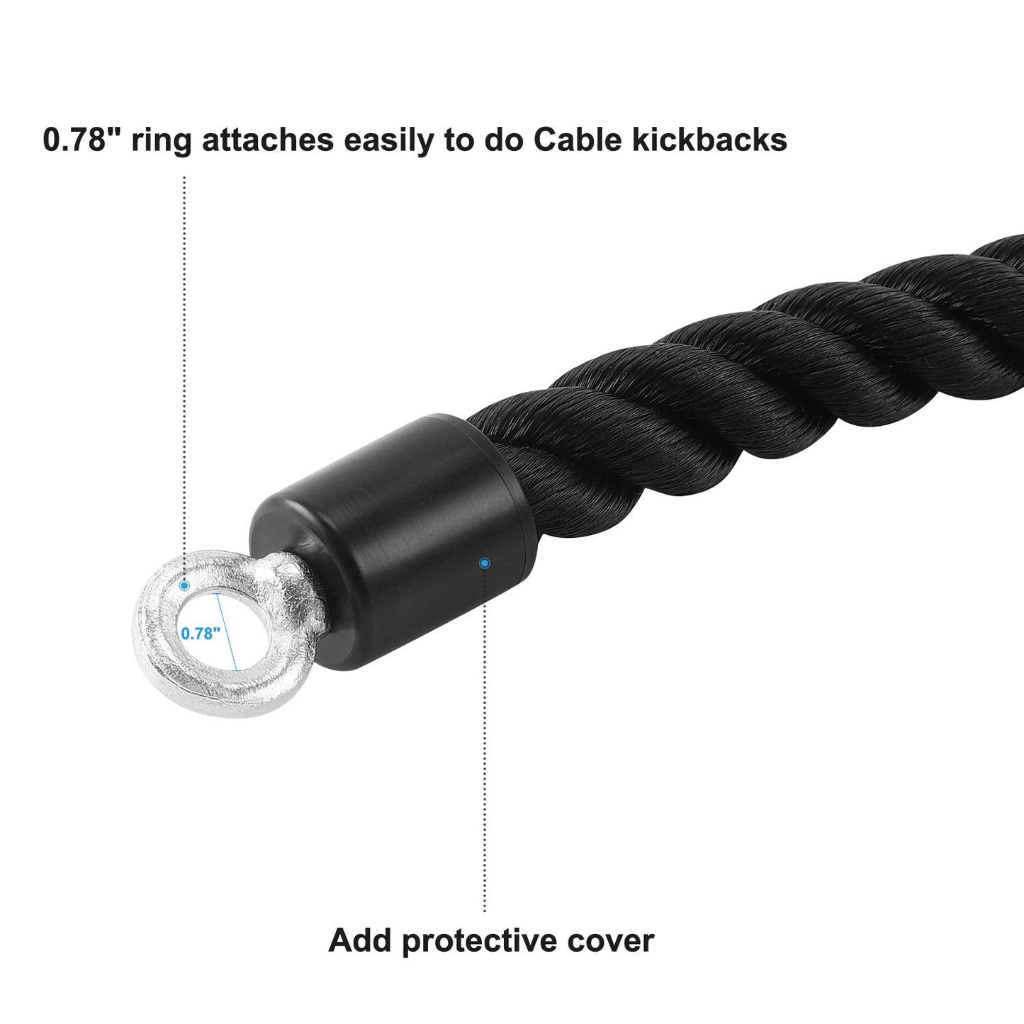 HYVAWO Pull Down Rope Single Grip Tricep Bicep Exercise Attachment for Cable Machines Gym Pulley Workout (Black 1 Pack)