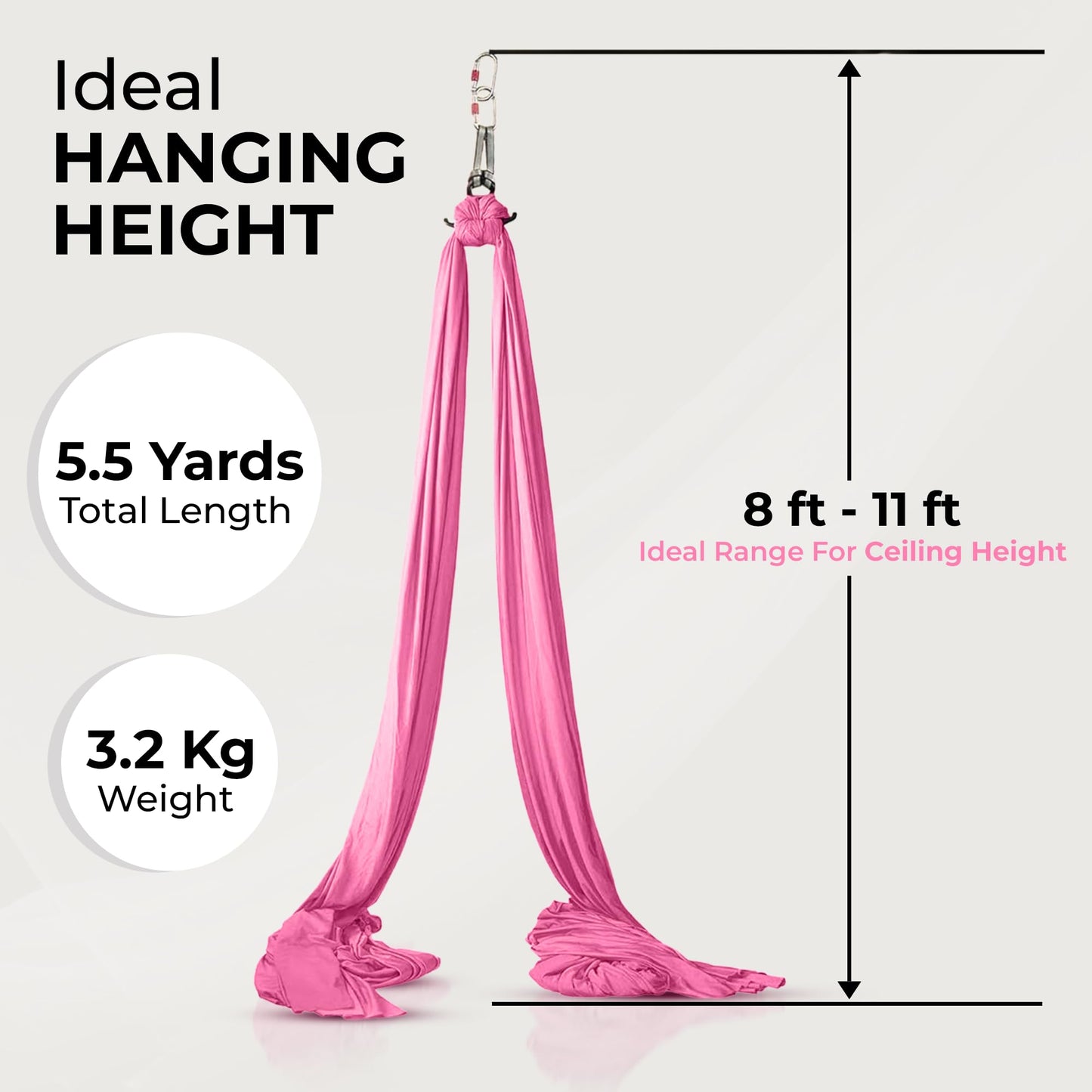 LOTUS78 Aerial Yoga Hammock 5.5 Yards (198 Inches) – Premium Aerial Silk Swing for Antigravity Fitness, Inversion Therapy, Strength & Flexibility | Pink | Yoga Trapeze for Home & Studio