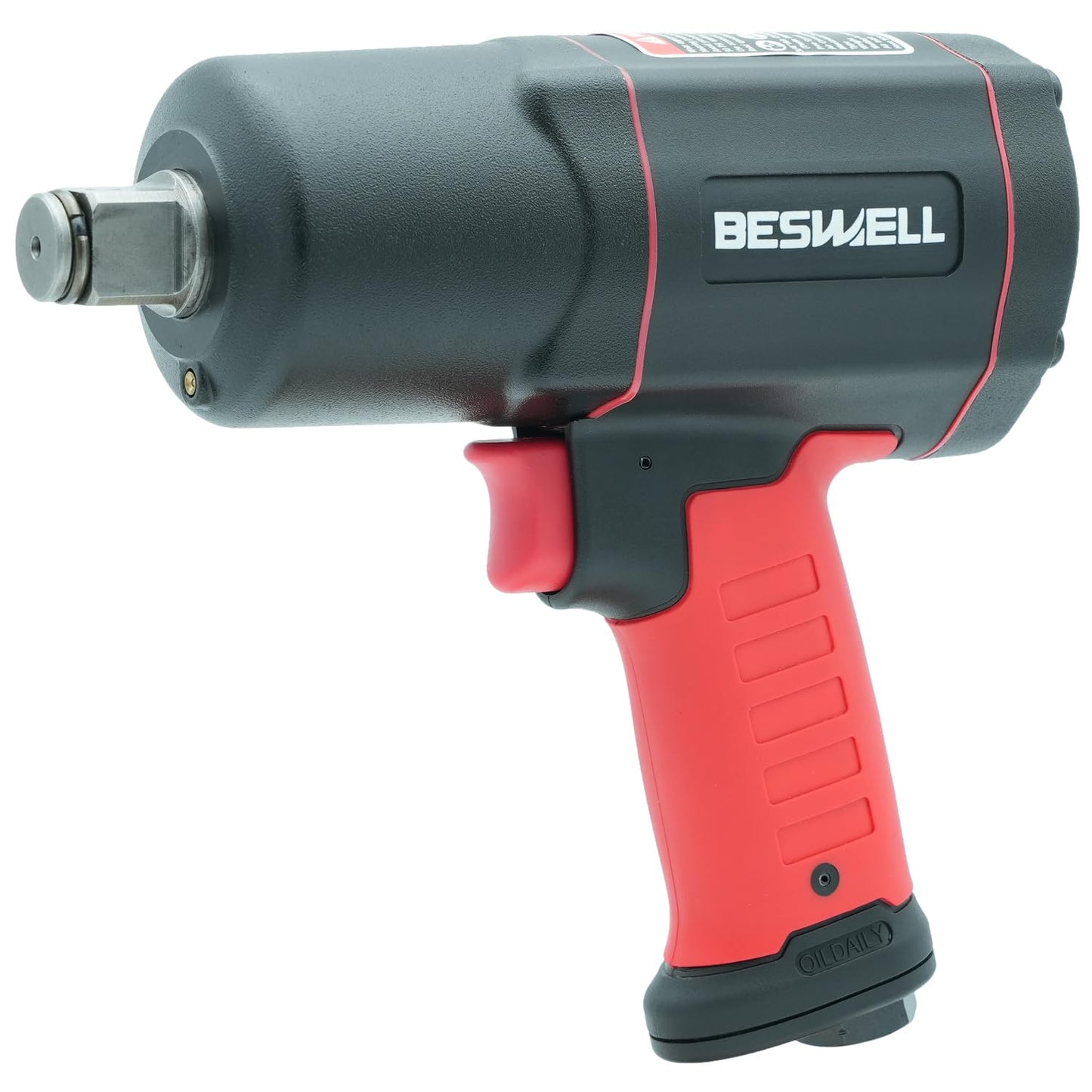 BESWELL 3/4-Inch Air Impact Wrench, Heavy Duty Pneumatic Tool with 1695 Ft-Lbs Max Torque, Twin Hammer Impact Gun for Commercial Truck Service, Agriculture Equipment and Construction Use etc - BW-134K