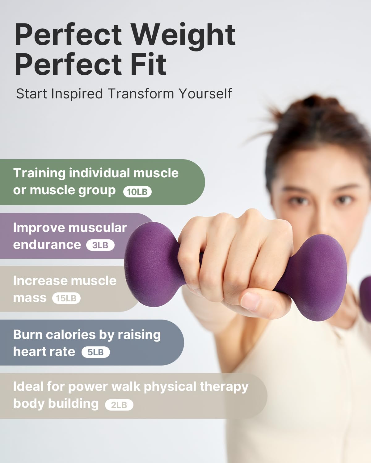 YOTTOY Weights Dumbbells Set for Women,3 Pound Dumbbells Set of 2, Non-Slip Hand Weights for Home Workouts, Portable Strength Training Neoprene dumbbells (Purple, 3LB-Pair)