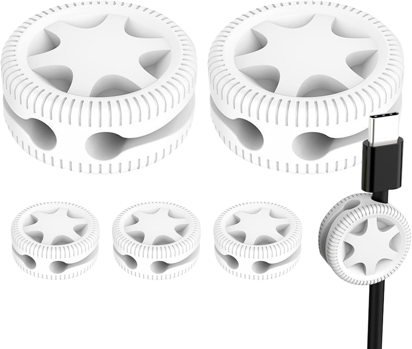 Generic Cable Holder Clips Double Slot Car Tire Shape, Portable, Desk Computer Phone, Tablet Nightstand Study Room Dorm