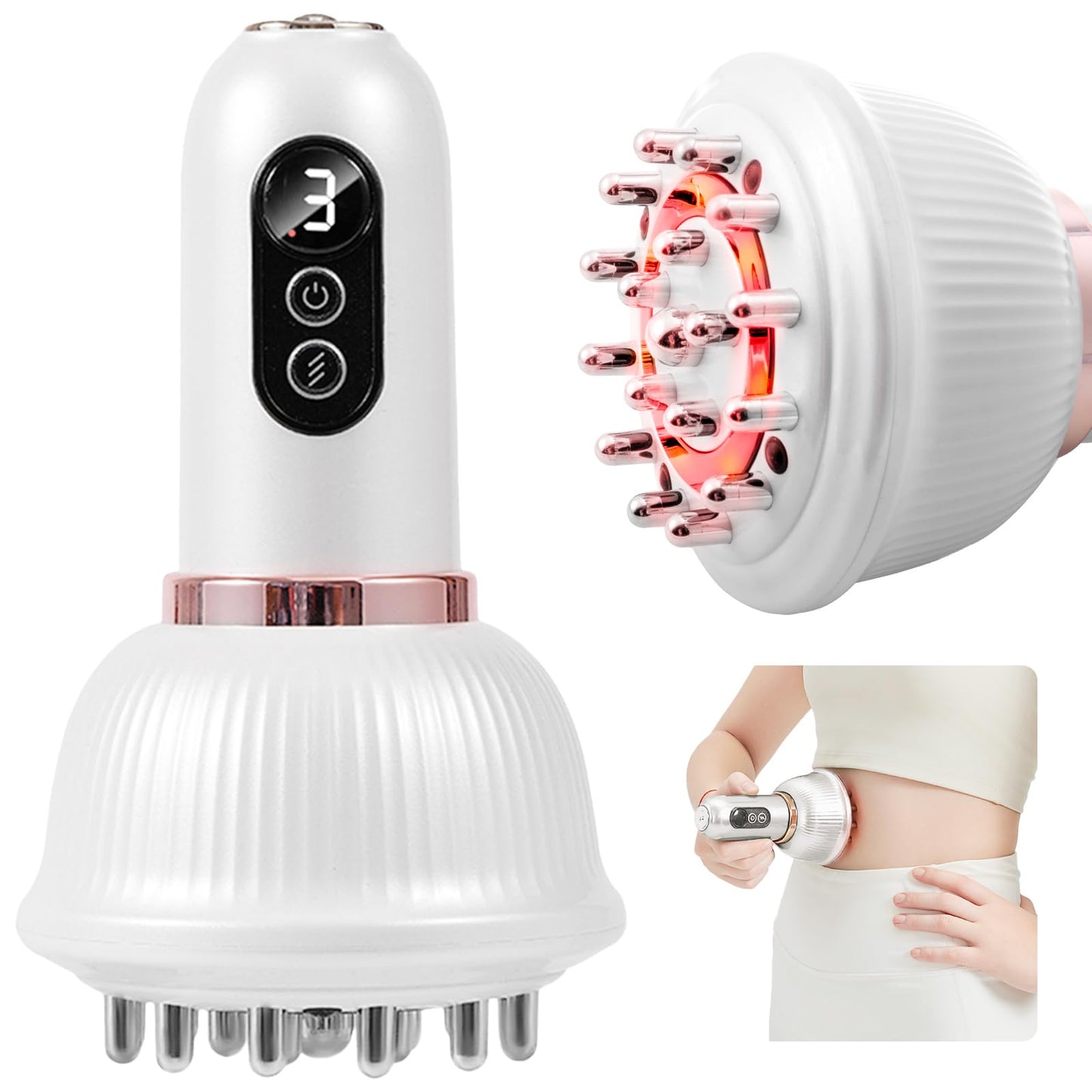 DiDEER Lymphatic Drainage Massager & Anti Cellulite Massage Tool, Reduce Stretch Marks & Cellulite,for Legs, Arms & Belly, Body Sculpting Machine with Microcurrent, Light, Heat & Vibration, (White)