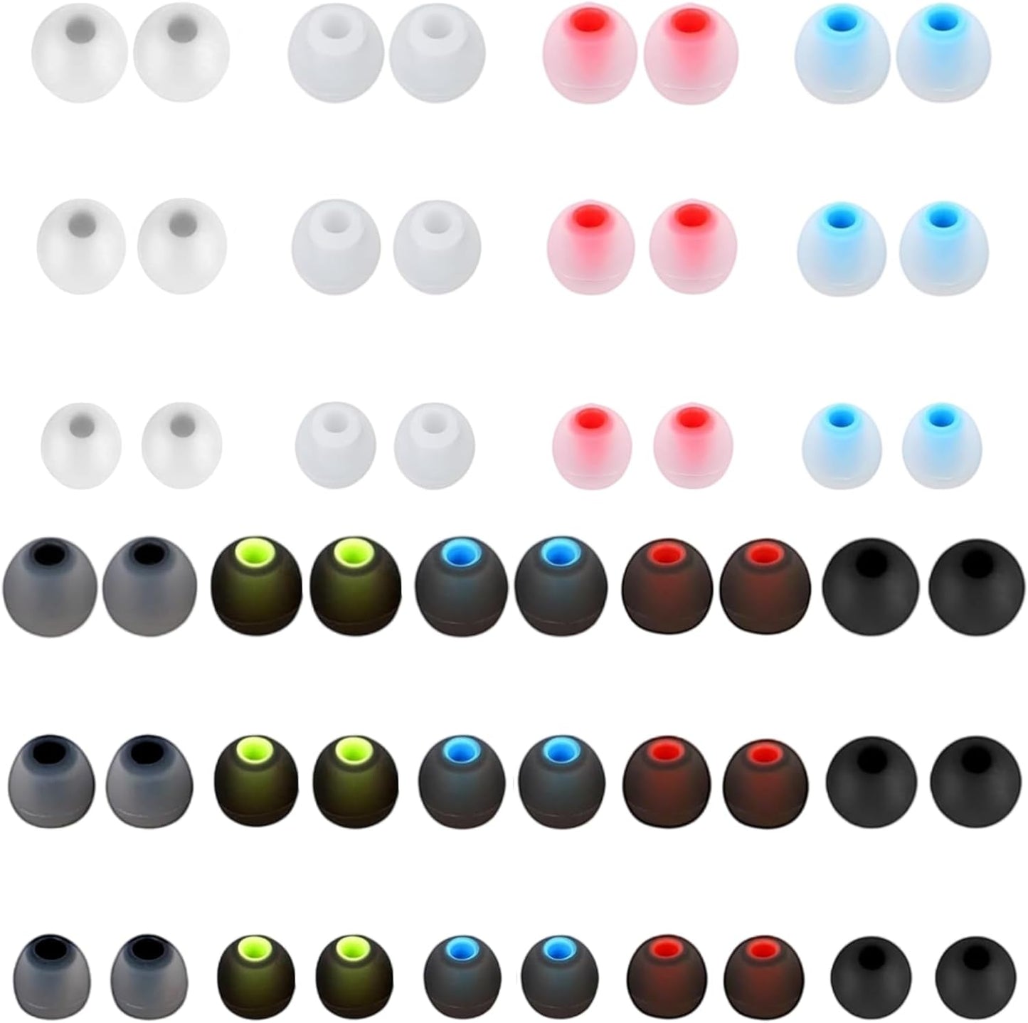 Zijipjy 54Pcs 3.8mm -5.1mm) 3 S/M/L,9 Earbuds Replacement Tips Silicone Earbuds Cap Replacement Pieces Earbud Covers