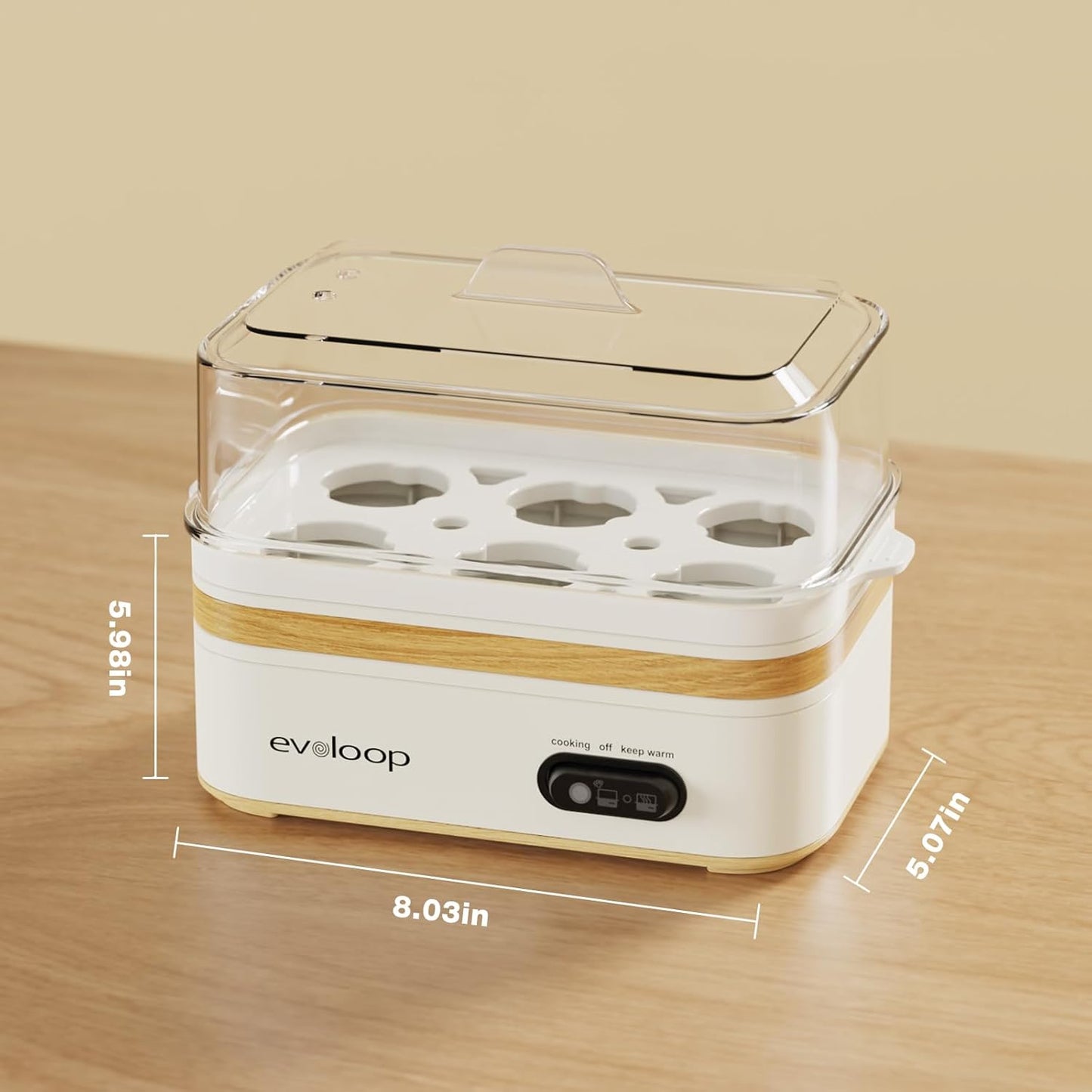 Rapid Egg Cooker - Electric 6 Egg Capacity for Soft, Medium, Hard Boiled & Poached Eggs | BPA-Free White