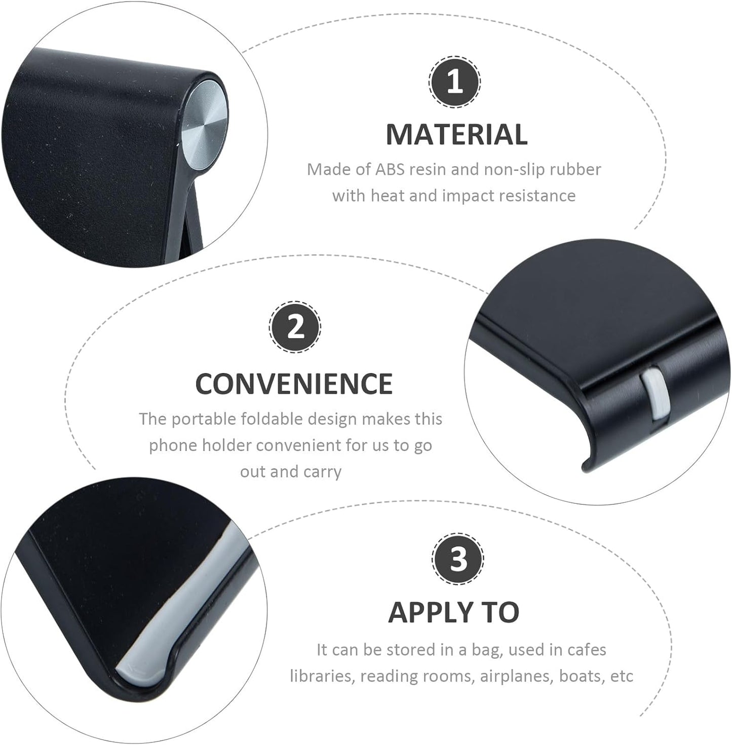 BETOOKY Adjustable Mobile Phone Stand and Tablet Holder for Desk Use, Foldable Compact Desktop Cell Phone Bracket