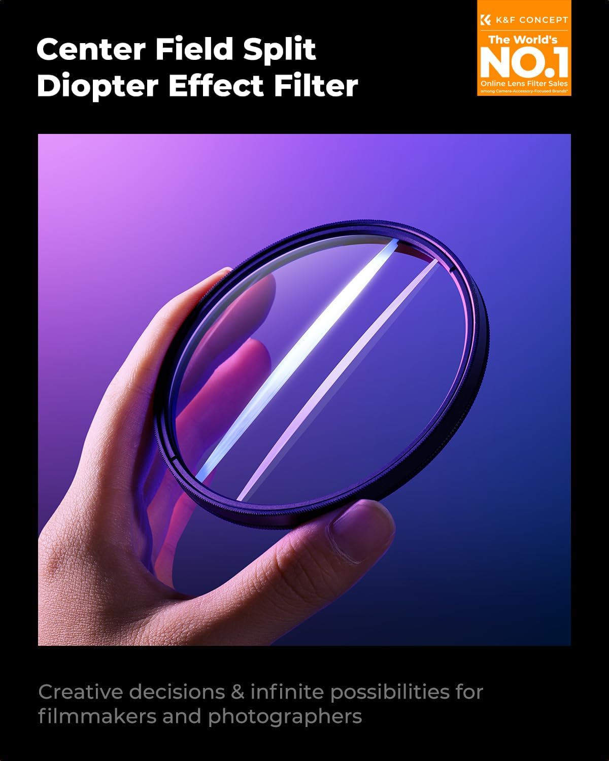 K&F CONCEPT 67mm Center Field Split Diopter Effect Filter Keeps The Focus, Multi-Layer Coated Subjects Center Opening