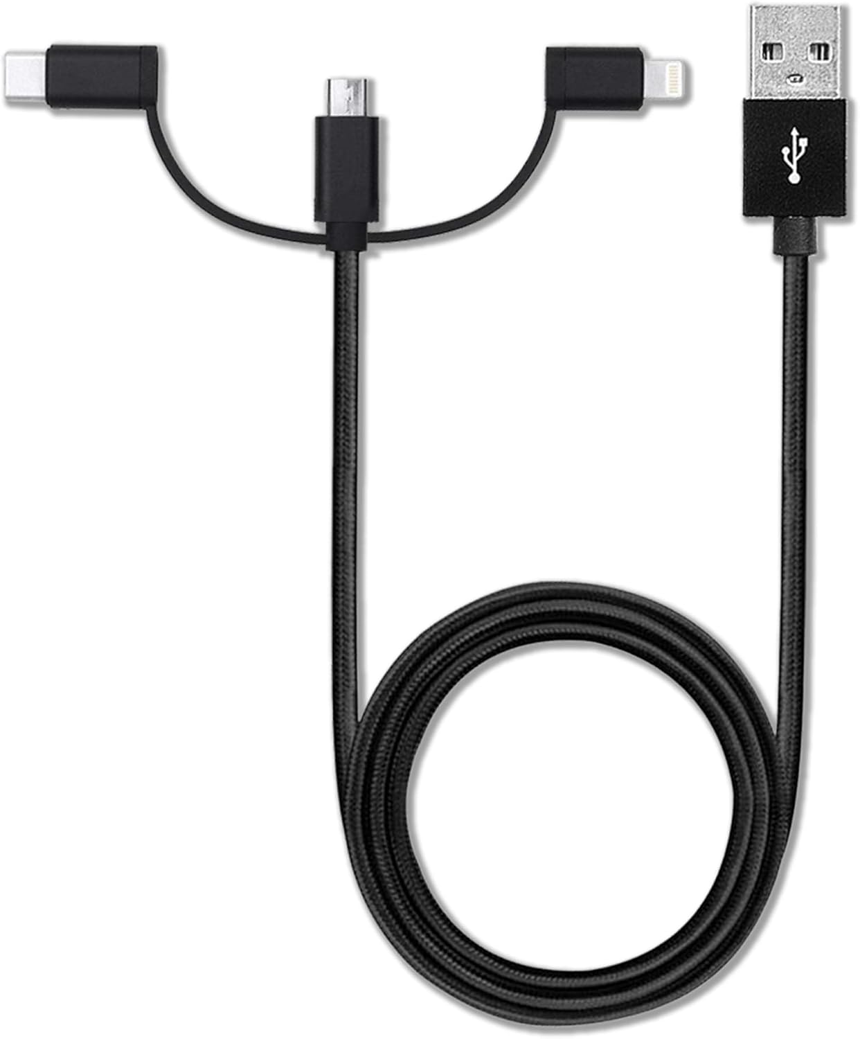 BoxWave S7 MP3 3-in-1 Cable Compatible with QNGEE Portable Player - AllCharge Cable - Jet Black