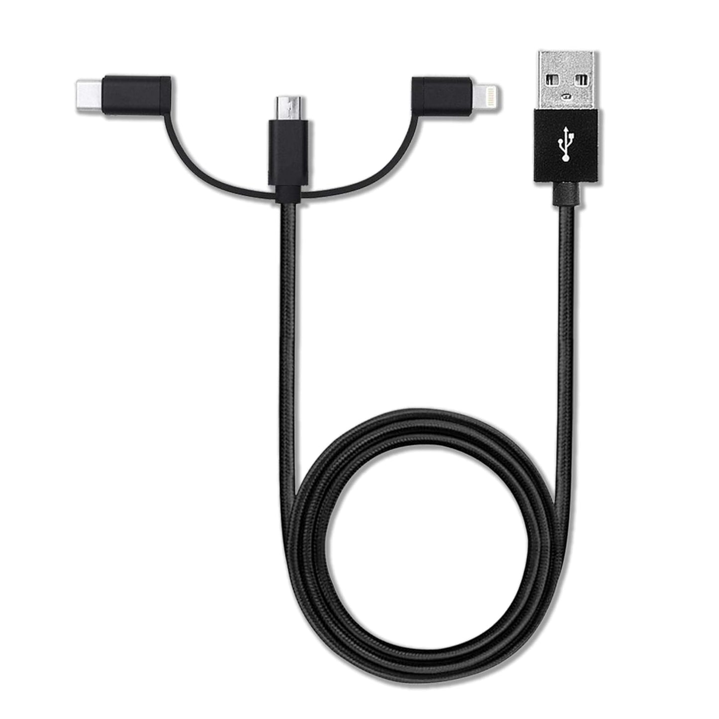 BoxWave MP3 (2.4 3-in-1 Cable Compatible with Safuciiv Player in) - AllCharge Cable - Jet Black