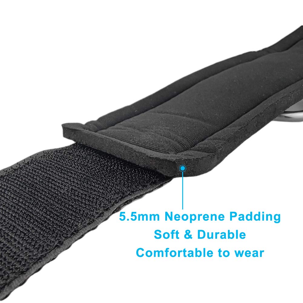 YCYU Padded Ankle Cable Straps for Cable Machine, Ankle Cuffs for Kickbacks Glute Leg Extensions for Men and Women, Great for Bodybuilding Gym Fitness Booty Workouts - Silver 2 Pack