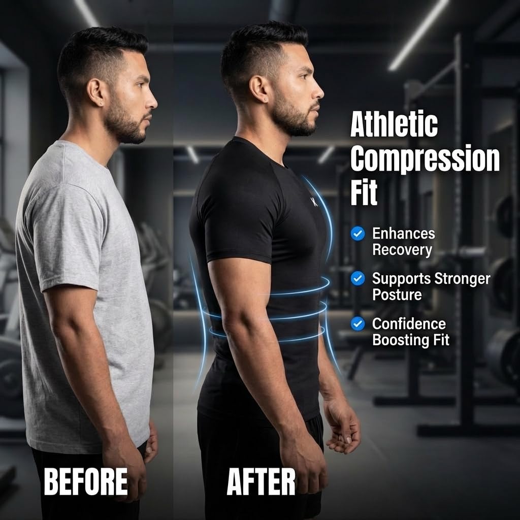 Kewlioo Sauna Shirt for Men – Heat-Trapping Sweat Vest for Working Out, Compression Fit, Flexible Polyester & Spandex, Ideal for Gym, Cardio, Running & Daily Wear