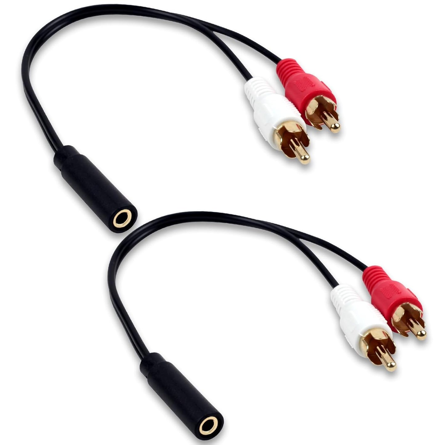 Brvlsoc 3.5mm 2 MP3, (2-Pack) Female to RCA Male Splitter Audio Cable Gold-Plated Stereo Y Adapter for TV, Smartphone