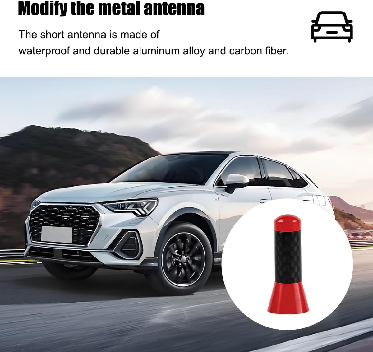 Ywdiml Car Short Antenna, Carbon Fiber Vehicle Radio Reception Antennas Kit with Screws Gaskets,AM/FM Roof Mount