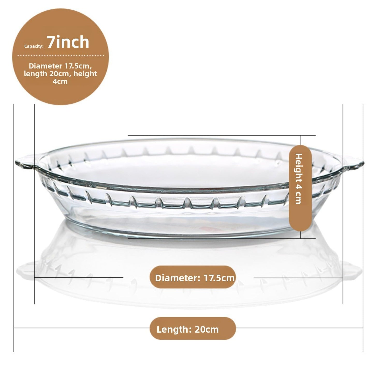 2-Pack Glass Baking Dish Set, Round Pie Glass Bakeware Pie Baking Dishes with Handles for Snacks Salads Desserts Dishwasher, Microwave, Freezer & Oven Safe (7 inch)