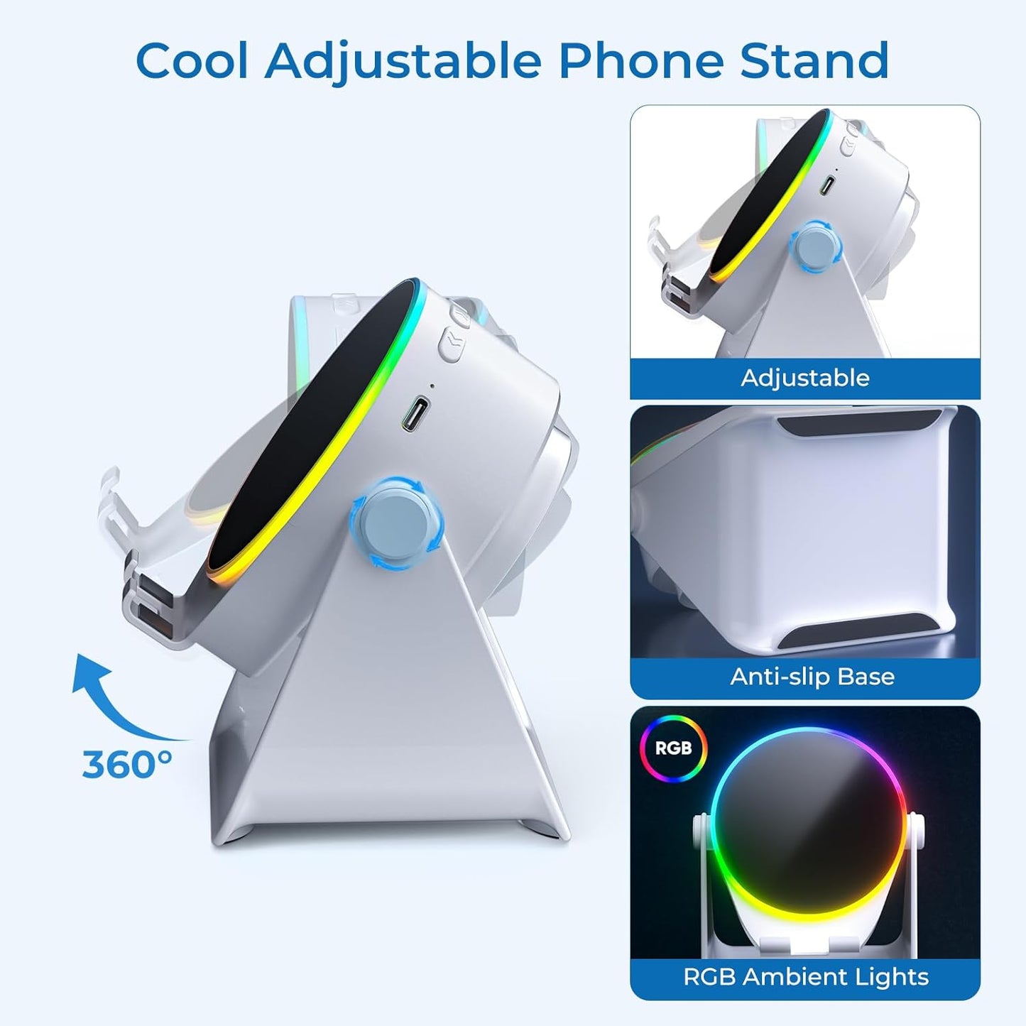 Dohelly 4 1 Light,360 Wireless Induction Audio Bluetooth Speaker, in Phone Stand Speakers Amplifier with Colorful