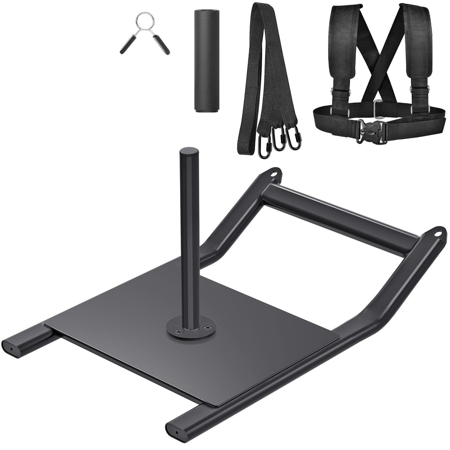 SELEWARE Weight Sled Workout Sled Fitness Strength Training Sled Speed Training Sled for Athletic Exercise and Speed Improvement Suitable for 1" and 2" Weight Plates Black