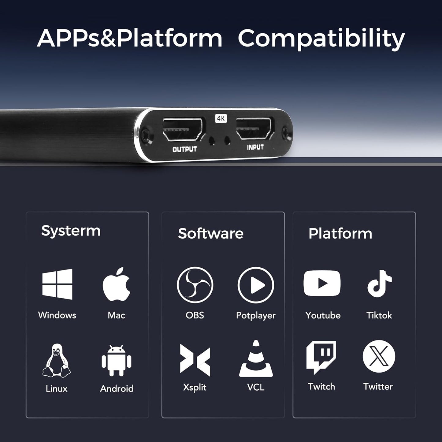 RGBlink 4K 3.0 1080P 60FPS, PS5, MSP231 HDMI Capture Card for Streaming & Gaming, USB Audio Video Capture Device Low