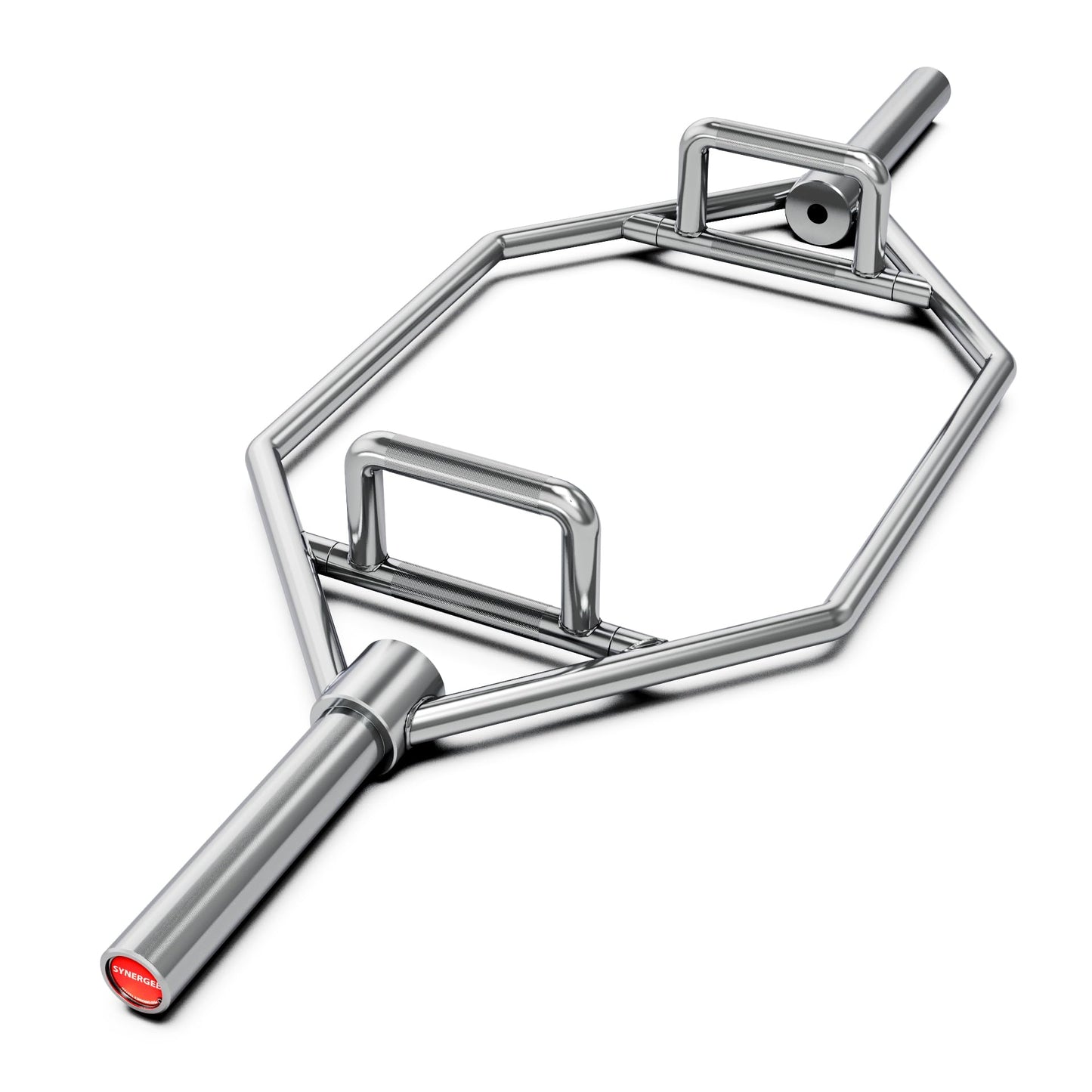 Synergee 25kg Chrome Olympic Hex Barbell Trap Bar with Two Handles for Squats, Deadlifts, Shrugs and Power Pulls. 56” Long Bar with 10” Sleeve.