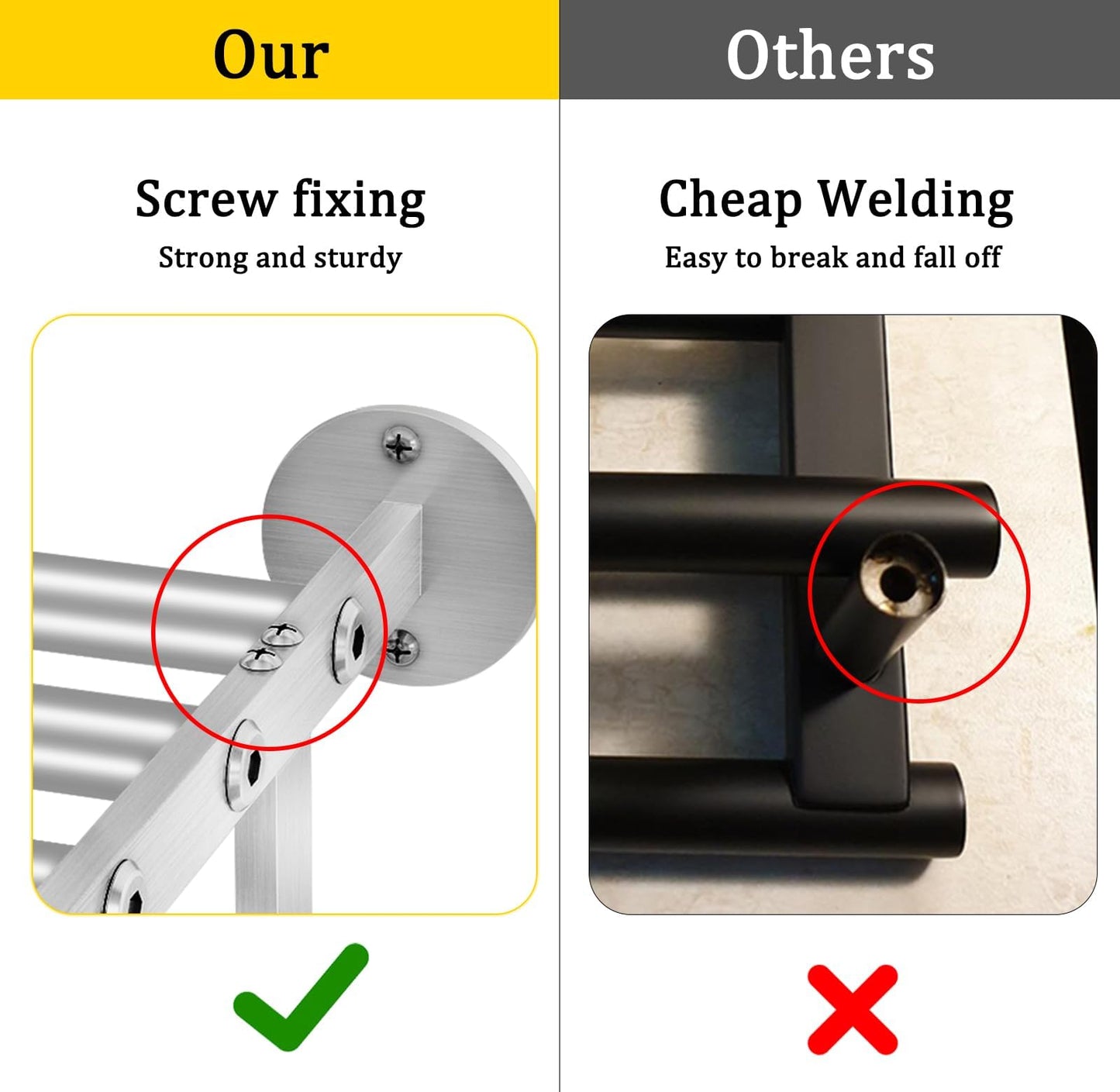 XEENEW Double Towel Racks for Bathroom Towel Rack with Shelf, 24 Inch Double Towel Bars, Wall Mount Towel Holder for Bathroom Lavatory, Stainless Steel Towel Rod(Brushed Nickel)