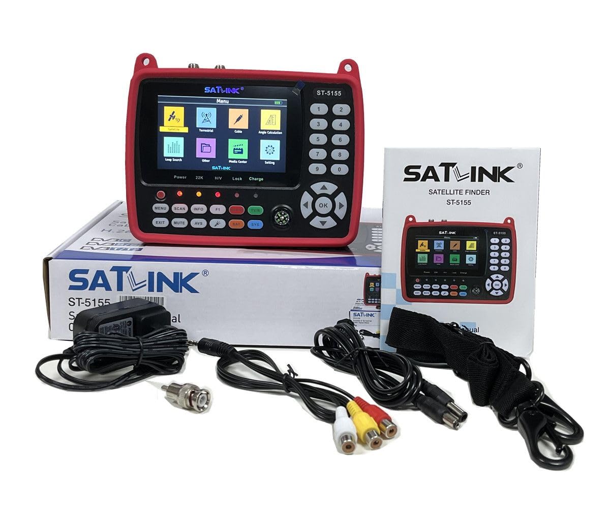 ST-5155 Satellite & Terrestrial Cable Signal Meter DVB-S/S2/T/T2/C Combo Meter Support HD 1080P MPEG-2/4 H.264/H.265 (10 Bit), QPSK, 8PSK, 16APSK, 32APSK